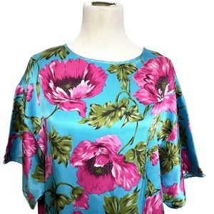 Vintage Victorias Secret Nighty Nightgown Floral Pink Blue Size MEDIUM